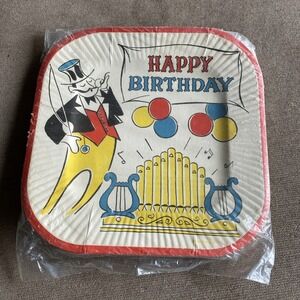 Vintage 1956 Happy Birthday Paper Dessert plates Purity  8 Pack circus Theme